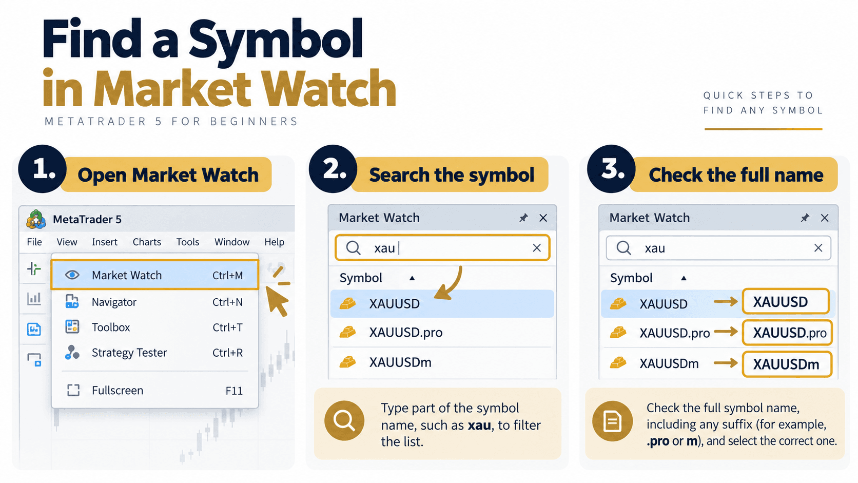 1. Find a Symbol in Market Watch