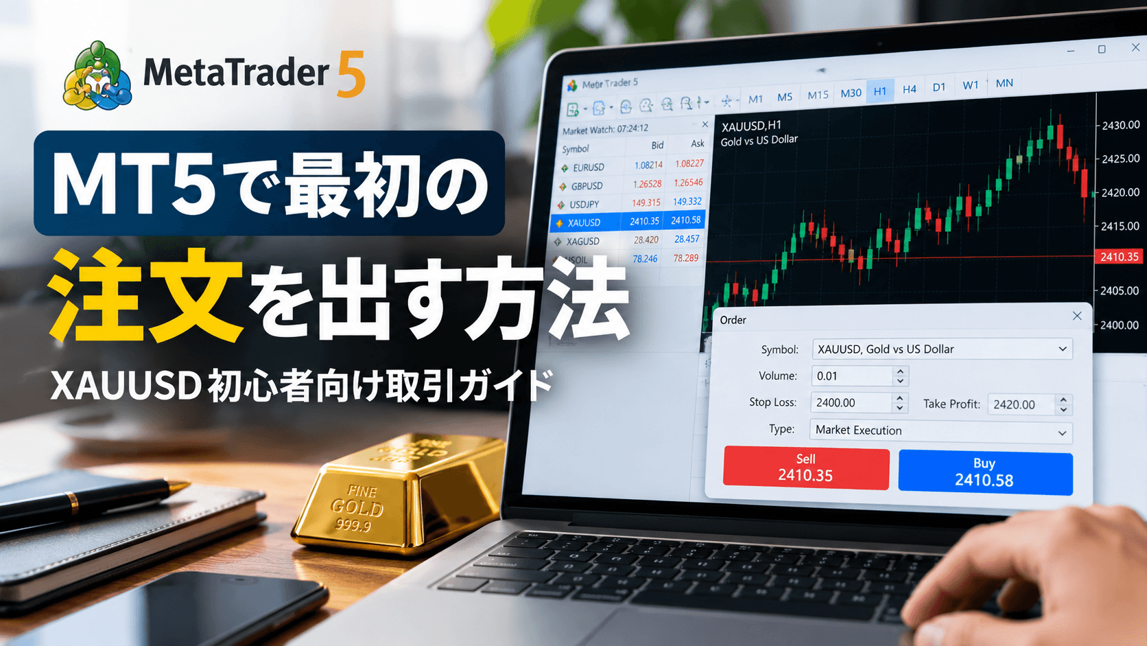 MT5でXAUUSDの最初の注文を出す方法