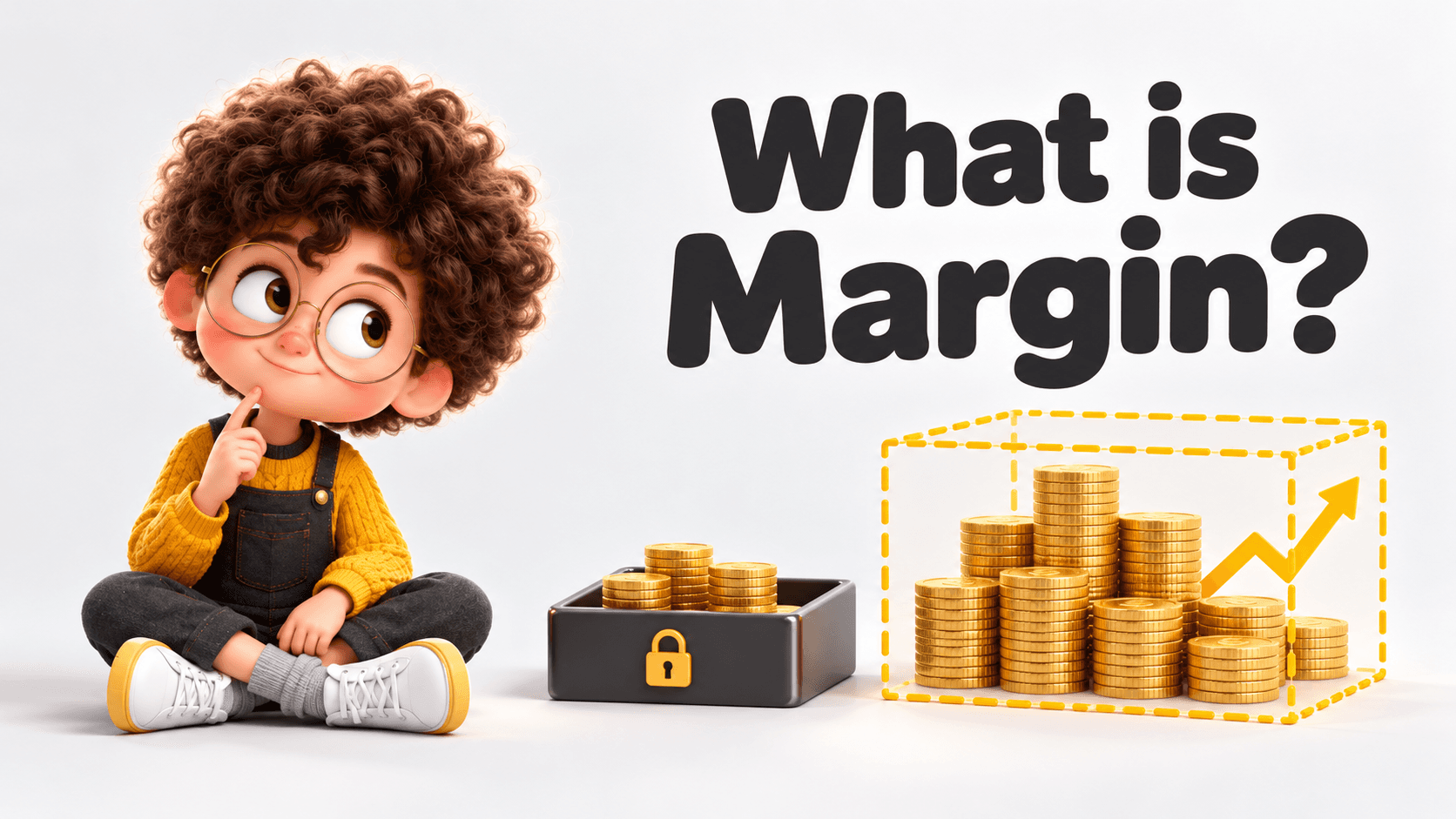What is Margin? Curious student and financial education illustration
