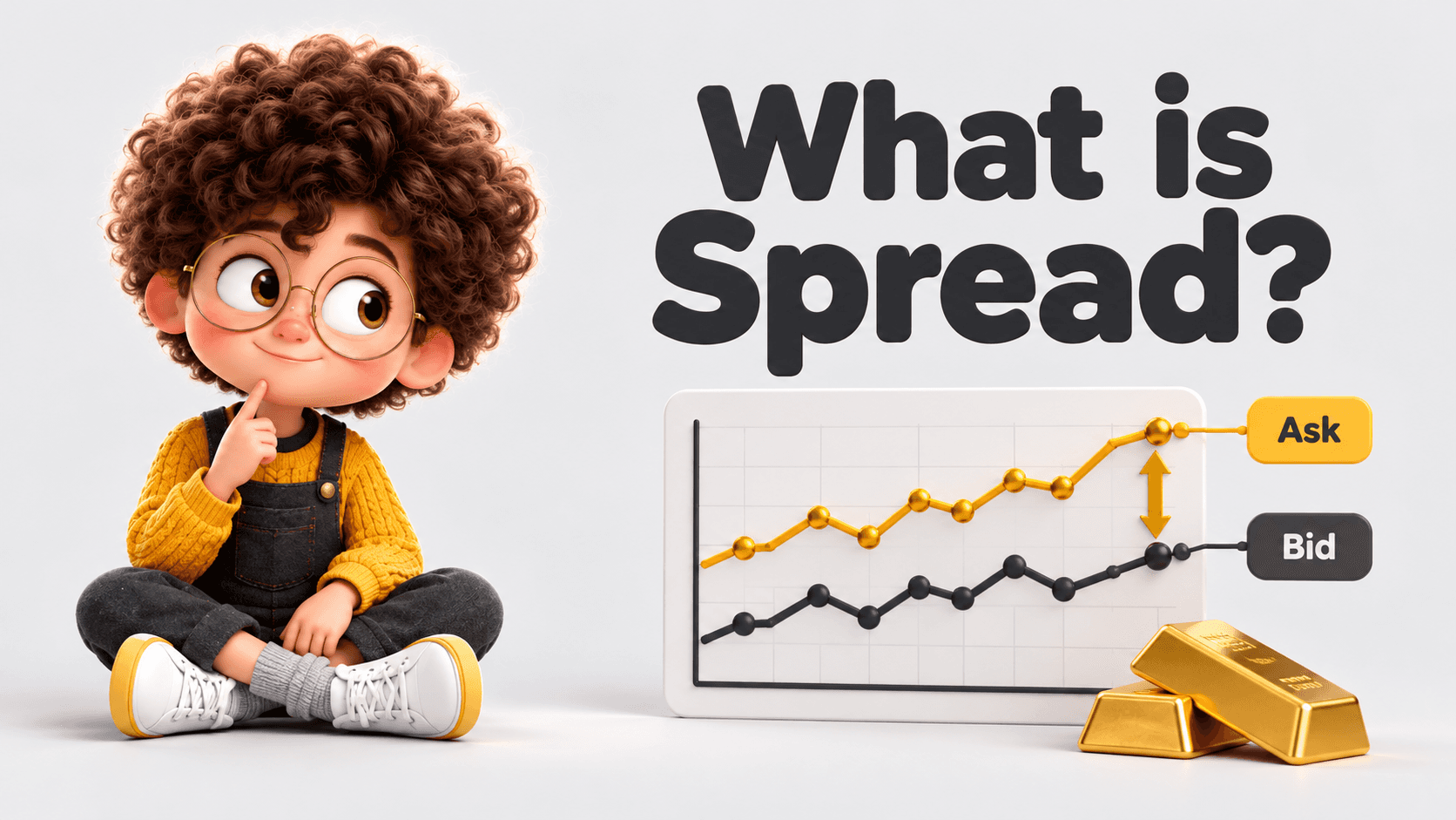 What is Spread? Curious student and financial education illustration