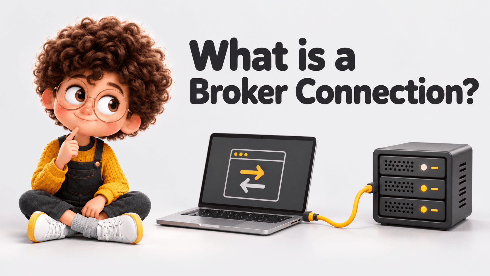 What is a Broker Connection? Curious student and financial education illustration