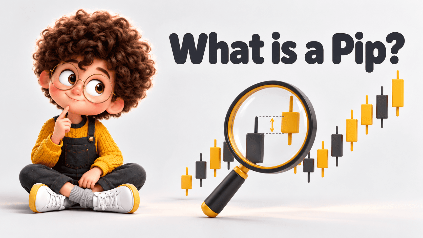 What is a Pip? Curious student and financial education illustration