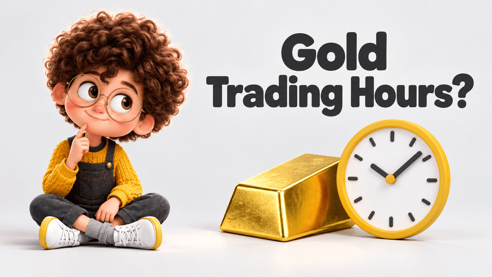 Gold Trading Hours? Curious student and financial education illustration